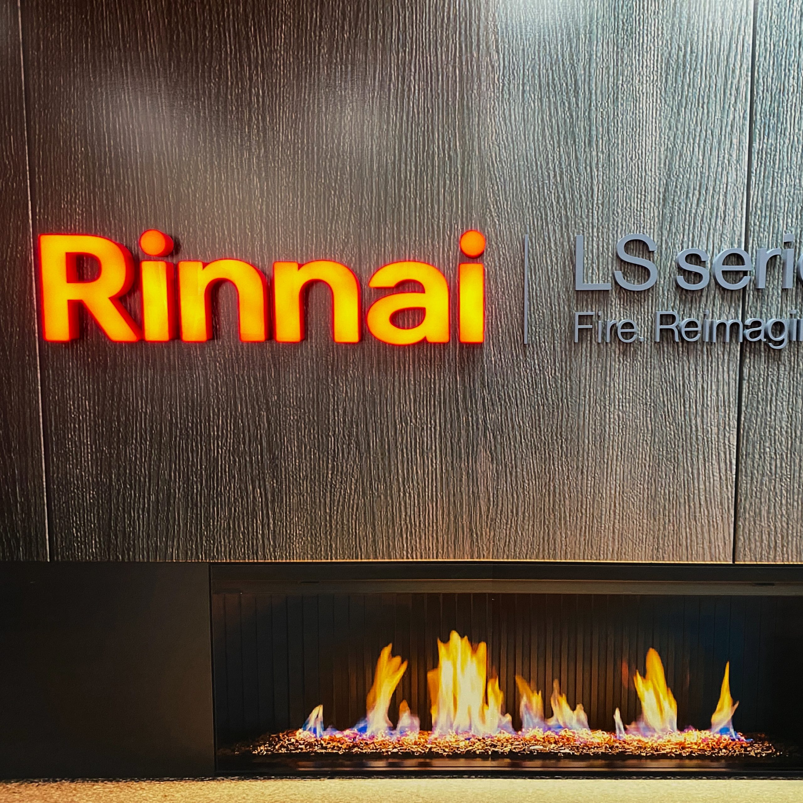 Rinnai signage installed at Flaming MOs showroom