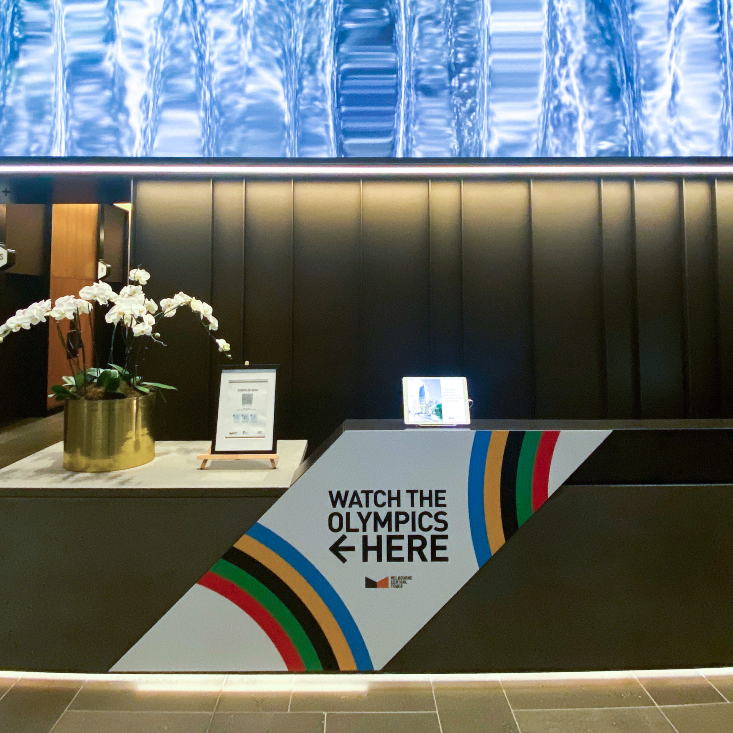 Social distancing decals installed at T2 International Departures, Melbourne Airport
